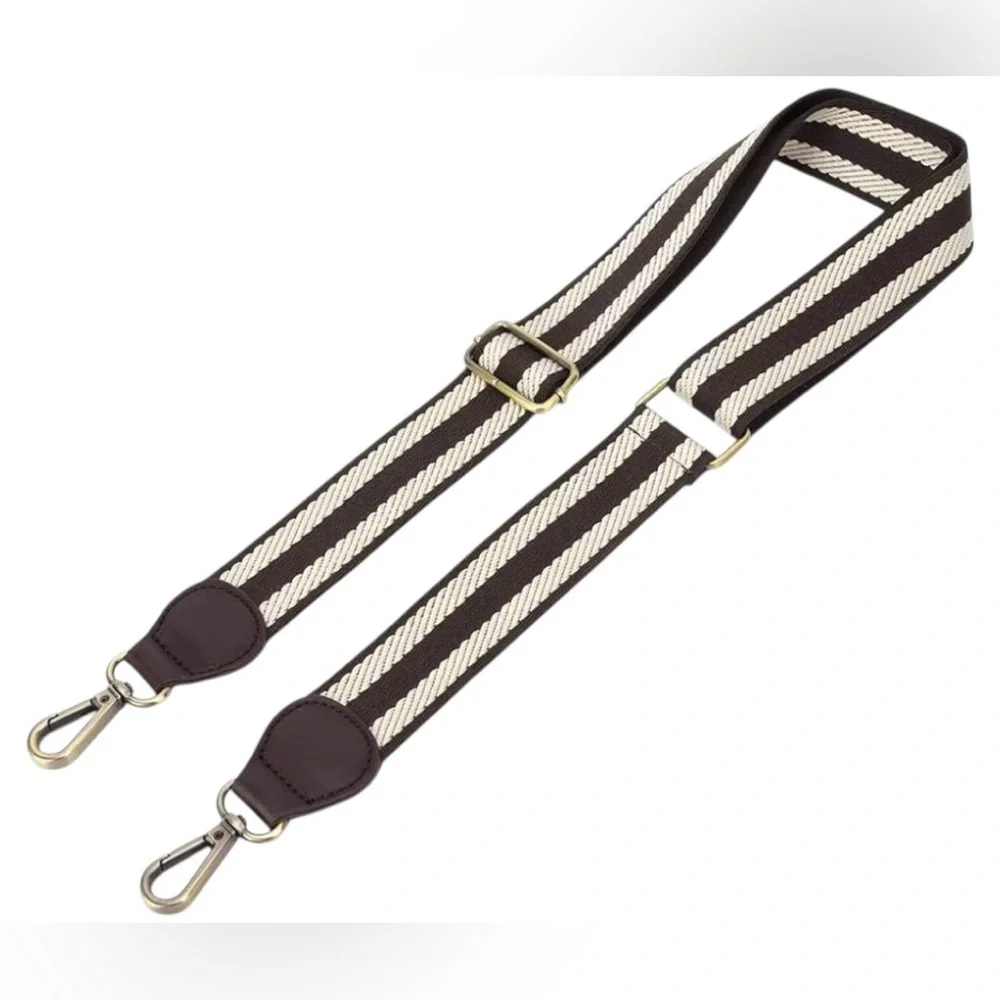 Heepdd | Woven Ribbon with Leather Ends Adjustable Brown Crossbody Strap NEW - Picture 2 of 8